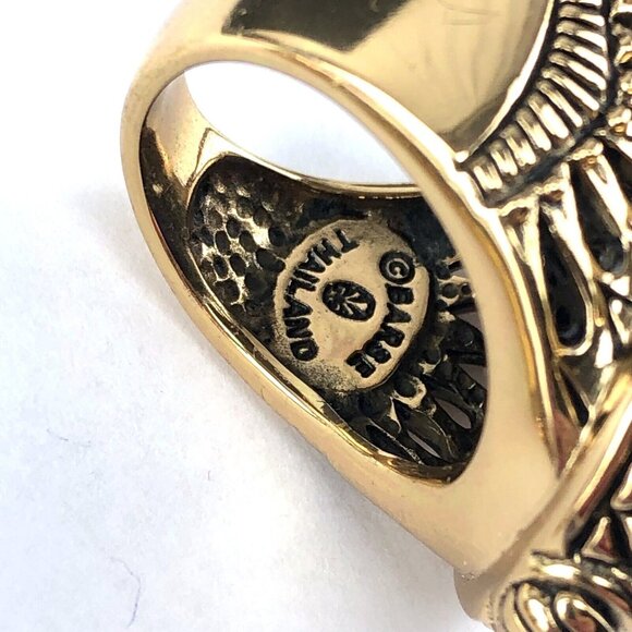 Studio Barse Gold Tone Blue Lapis Lazuli Oval Stone Ring & Pendant Set Thailand - Picture 2 of 6